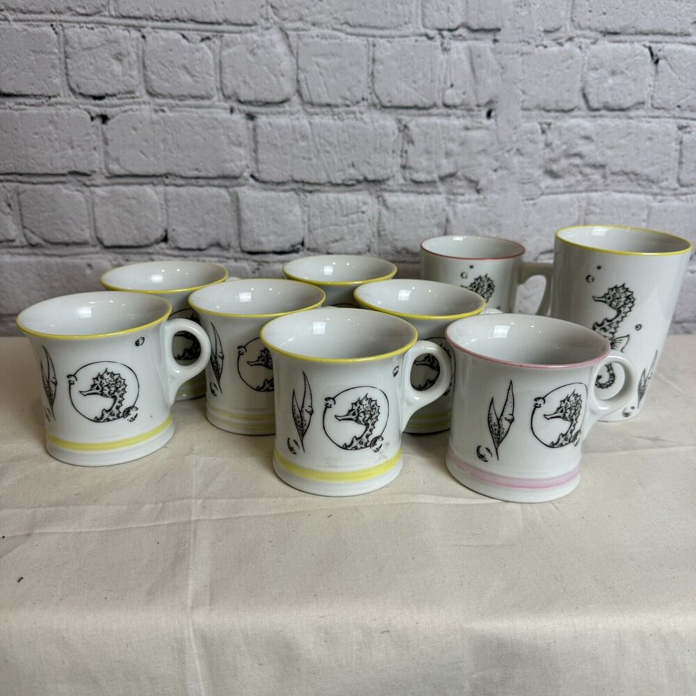 Vintage Set of 9 Salty The Seahorse Cups from 1966 Rowena Mason Children’s Book